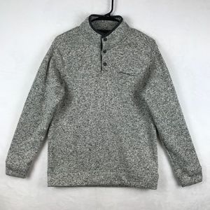 Eddie Bauer Sweater Mens Small Gray Radiator Fleece Mock Neck Pullover Outdoor